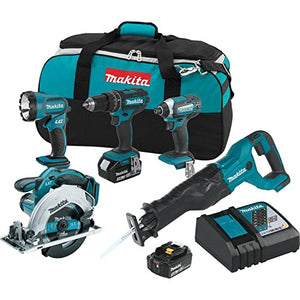 Makita XT505 Kit combo inalámbrico, ion de litio, LXT, 5 herramientas, 18 voltios, XT505, Kit en combo