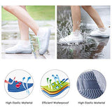 Wallfire 1 par de Cubiertas Impermeables para Zapatos Cubiertas de Zapato de Lluvia de Silicona Antideslizantes Plegables Reutilizables con Protectores de Zapatos para Exteriores con Cremallera Transparente L