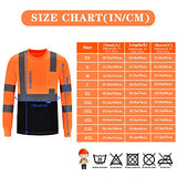 AYKRM Camiseta de seguridad reflectante de alta visibilidad de manga larga (XS-6XL), Naranja, Medium