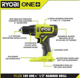 RYOBI ONE+ 18V Inalámbrico 1,27 cm Taladro de martillo (solo herramienta)