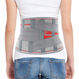 ORTONYX Lumbar Support Belt Lumbosacral Back Brace – Ergonomic Design and Breathable Material - M/L (Waist 31.5"-39.4") Gray/Red