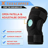 Thx4COPPER Rodillera con bisagras, ajustable, rótula abierta con correas paralelas y estabilizadores de doble cara, soporte de compresión para alivio del dolor de rodilla y recuperación, MCL, ACL, LCL, tendinitis, ligamento para hombres y mujeres (tamaño