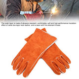 Guantes de soldadura, guantes de soldadura eléctrica guantes de soldador de cuero de vaca gruesos guantes de corte de doble capa alargados un par(Rojo)