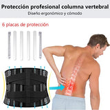 LEIDSANY Soporte lumbar para Hombres y Mujeres, cinturón de apoyo lumbar con 5 placas de acero para el alivio del dolor de hernia discal, ciática y escoliosis, protege los músculos de la cintura y la espalda. Talla XL.