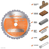 Evolution Power Tools La lame TCT multi-matériaux R185TCT-20CS (Rage) coupe le bois, le métal et le plastique, 185 mm