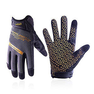 HANDLANDY Guantes de trabajo con agarre para hombres y mujeres, guantes de trabajo mecánicos, pantalla táctil, guantes de trabajo delgados flexibles (mediano, gris)