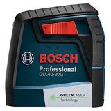 Bosch GLL40-20G Láser de línea cruzada autonivelante de haz verde de 40 pies con tecnología VisiMax, dispositivo de montaje flexible de 360 grados y bolsa de transporte