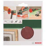 Bosch Home and Garden 2609256B48 - Juego de hojas de lija (5 piezas, para taladro 125, 40)