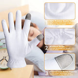 MNOPQ Guantes hidratantes durante la noche a la hora de dormir, guantes de algodón blanco para hidratar las manos, eccema, joyas, pulsera de disfraces, 4 pares, bolsa de lavado gratis