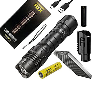 COMBO: NITECORE P10ix - Linterna ultra compacta recargable tipo C - 4000 lúmenes con cargador de alimentación NB10000 de 10.000 mAh, batería y cable de carga Eco-Sensa incluido