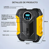 Compresor de Aire,Inflador de Llantas,Bomba de Aire Portátil para Neumáticos de Coche Bomba de Neumático Digital de 12 V CC 150 PSI con Luz LED de Emergencia para Coches,Camiones y Otros Inflables.