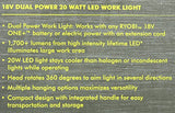 Ryobi P720 One + 18 V Dual Power 20 W LED luz de trabajo w/montura de trípode (batería no incluida, solo herramienta)