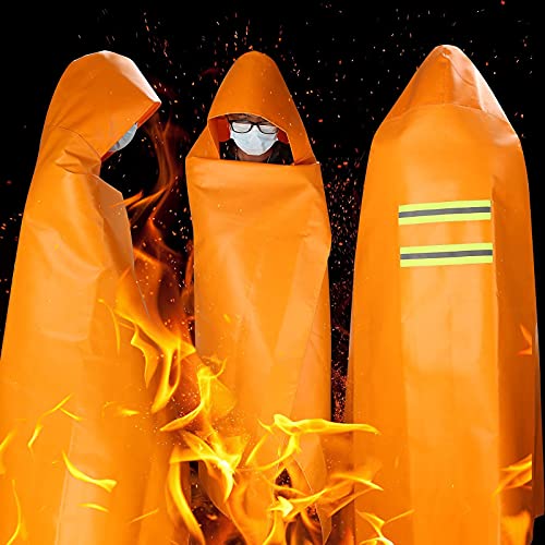 DIBBATU Capa ignífuga, capa ignífuga, capa con capucha ignífuga, manta de seguridad de supervivencia de emergencia contra incendios, protección de cuerpo completo, aislamiento térmico ignífugo, traje de escape de fuego para el hogar (niño)