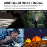 Linterna LED Recargable Militar, Linterna Táctica Lámpara Portátil 1600 Lúmenes, IPX6 Impermeable Linterna Para Bicicleta/ Senderismo/ Aire Libre, 5 Modos de Luz Zoom Herramienta De Emergencia