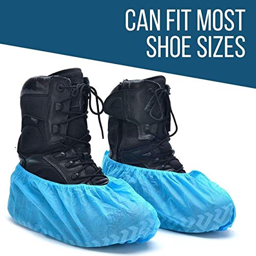 Fundas para zapatos | XL – Extra gruesas – Suela antideslizante | Paquete  de 100 | Botas y zapatos desechables azules | Resistente al agua | 35 GSM  no