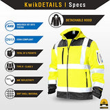 KwikSafety Agent y Galaxy SoftShell Chaqueta de seguridad clase 3 de alta visibilidad estándar y patrón premium | S a 3XL, Galaxy - Ribete reflectante de alta calidad y bolsillo para brazo de identificación, 1 unidad, Large