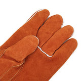 Guantes de soldadura, guantes de soldadura eléctrica guantes de soldador de cuero de vaca gruesos guantes de corte de doble capa alargados un par(Rojo)