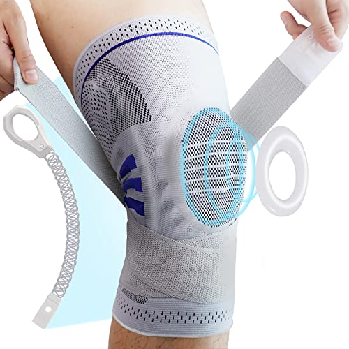  Galvaran Rodillera profesional con estabilizadores laterales,  soporte de rodilla ajustable con almohadilla de menisco y almohadilla de  gel para rótula para menisco, dolor de rodilla, dolor de rodilla : Salud y
