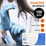 Guantes De Nitrilo Azul Libre de Látex Sin Polvo desechable resistente antiadherente uso industrial alto rendimiento ideal para cocinar pack de 100 piezas (Medium)