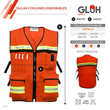 Chaleco De Seguridad Industrial Tipo Brigadista De Gabardina Rumbles Gluh (Naranja)