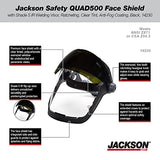 Jackson Safety QUAD500 - Protector facial con visera de soldadura IR Shade 5, trinquete, tinte transparente, revestimiento antivaho, negro, 14230