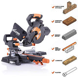 Evolution Power Tools R185SMS+ Sierra inglete deslizante compuesta multimaterial de 7-1/4 pulgadas Plus