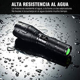 Linterna LED Recargable Militar, Linterna Táctica Lámpara Portátil 1600 Lúmenes, IPX6 Impermeable Linterna Para Bicicleta/ Senderismo/ Aire Libre, 5 Modos de Luz Zoom Herramienta De Emergencia