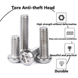 Tornillos antirrobo de seguridad Torx M6 x 20 mm, de acero inoxidable, 20 unidades