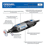 Dremel 4000-4/34 Kit de herramientas giratorias de alto rendimiento con herramienta giratoria de velocidad variable, 4 aditamentos y 34 accesorios.