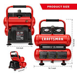 CRAFTSMAN Compresor de aire, compresor de aire portátil de 2 galones, tanque doble, 1/3 HP sin aceite, presión máxima de 125 PSI, modelo: CMXECXA0220242, rojo