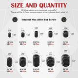Hilitchi Juego de 230 tornillos surtidos en tamaños SAE, tornillos hexagonales internos de punta de copa Allen Grub clase 12.9 acero de aleación negra (10 tamaños)