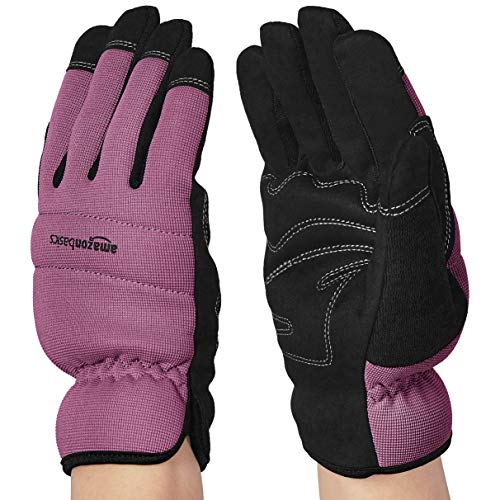 AmazonBasics Women's Work Gloves, Garden Gloves, Purple, M