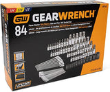 GEARWRENCH 84 piezas de 1/4 pulgadas, 3/8 pulgadas y 1/2 pulgadas, juego de llaves de llave hexagonal/extremo de bola hexagonal/Torx/E-Torx/Torx, SAE/métrico - 80742