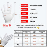 12 pares Guantes unisex de algodón blanco suave para manos secas grandes guantes de trabajo de algodón reutilizables manos secas eccema hidratante…