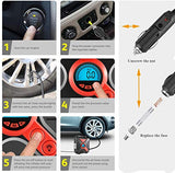 WindGallop Inflador de Llantas Compresor de aire portátil para neumáticos de coche, bomba de aire para neumáticos de coche 12V DC con adaptadores de válvula de calibre, luz LED para automóviles, bicicletas, motocicletas, baloncesto, inflables (rojo)