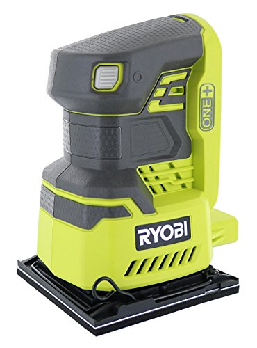 Lijadora de palma Ryobi P440 One + 18V Ion de litio 12,000 RPM 1/4 hoja con bolsa para polvo integrada y almohadillas de lijado incluidas (batería no incluida, solo herramienta eléctrica)