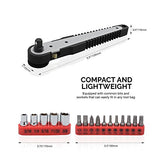 Neiko 03043A Right Angle 1/4-Inch Dual-Drive Head Mini Ratchet Wrench Screwdriver Bit and Socket 17-Piece Set | CR-V Steel