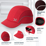 TIHEEN Gorra de béisbol de Seguridad, Ligera, de Seguridad, Resistente, protección para la Cabeza, Transpirable, Gorra de protección para la Cabeza (M18109H-rojo-ala Corta)