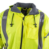 Pioneer Chaqueta bomber de seguridad impermeable de alta visibilidad con capucha desmontable, cinta reflectante, amarillo/negro, unisex, M, V1130460U-M