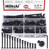 Hilitchi M6 - Juego de tornillos de cabeza avellanada, tornillos de cabeza avellanada, tuercas de barril, tuercas de cuna, kit surtido para accesorios de muebles (16-80 mm, 140 unidades)