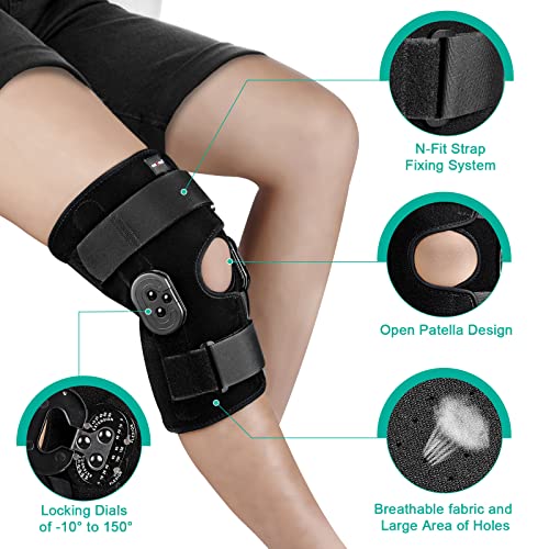 Rodillera con estabilizadores laterales para dolor de rodilla de desgarro  de menisco, rodillera de rótula de talla grande para recuperación de