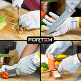 Fortem Guantes resistentes a los cortes, 4 guantes de Kevlar, guantes de corte de nivel 5, guantes de corte para ostras, guantes de trabajo de cocina para chefs, grado alimenticio, certificado EN388 (mediano)