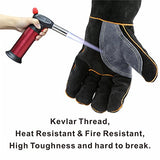 KIM YUAN Guantes de piel resistentes al calor y al fuego, con costuras de kevlar, guantes perfectos para chimenea, estufa, horno, parrilla, soldadura, barbacoa, mig, soporte para olla, manipulación de animales (16 pulgadas)