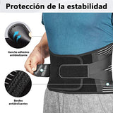 LEIDSANY Soporte lumbar para Hombres y Mujeres, cinturón de apoyo lumbar con 5 placas de acero para el alivio del dolor de hernia discal, ciática y escoliosis, protege los músculos de la cintura y la espalda. Talla XL.