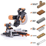 Evolution Power Tools R255SMSDB Sierra de inglete compuesta multimaterial de 10 pulgadas