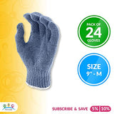 ABC Guantes de punto gris azul de 9 pulgadas, talla M. Paquete de 24 guantes de trabajo de algodón para hombres, mujeres, guantes de trabajo de algodón reutilizables de 10 onzas, guantes de trabajo transpirables, guantes de trabajo de punto grueso, guante