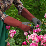 BARST Guantes largos de jardinería, guantes de jardín de poda de rosas para mujeres y hombres, de piel sintética resistentes a espinas y pinchazos, guantes de trabajo floral con puño ajustable para Bushes, cactus, jardinero