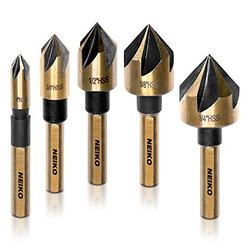 Neiko® 10218A ¼-inch Countersink Bit Set for Woodworking | 5-Piece Set