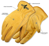 Galeton 25001PR-M 25001PR Rough Rider Premium Leather Driver Gloves, Elastic Back, Medium, Gold