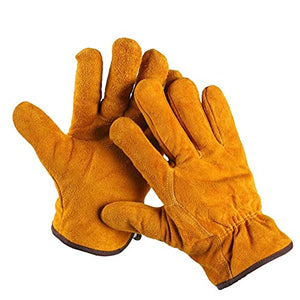 Guantes de Soldadura de Piel，trabajo Guantes de soldadura para soldadores,barbacoa,jardinería,camping,estufa,chimenea